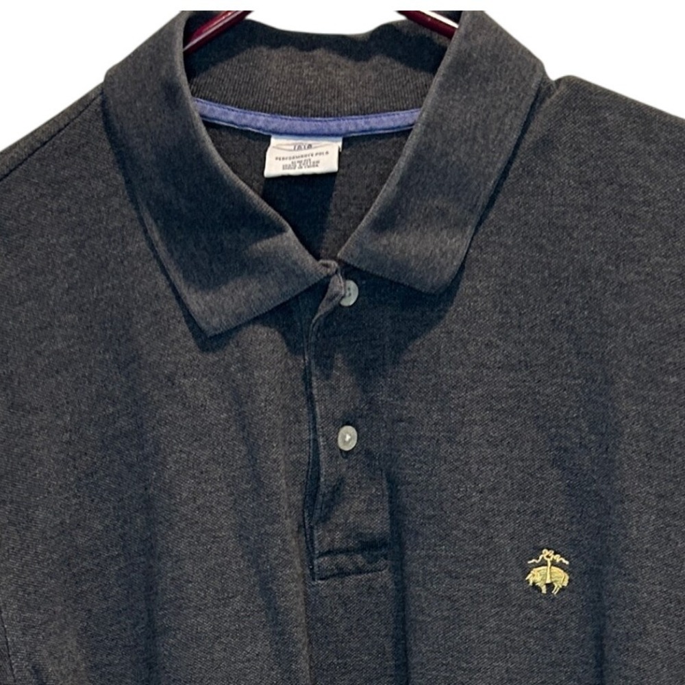 Brooks‎ Brothers 1818 Performance Polo Shirt Men's XL Slim Fit Long Sleeve Gray